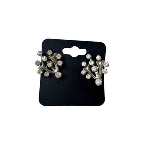 Sparkling Rhinestone Screw Back Earrings Vintage Style for Women Y2K Glam